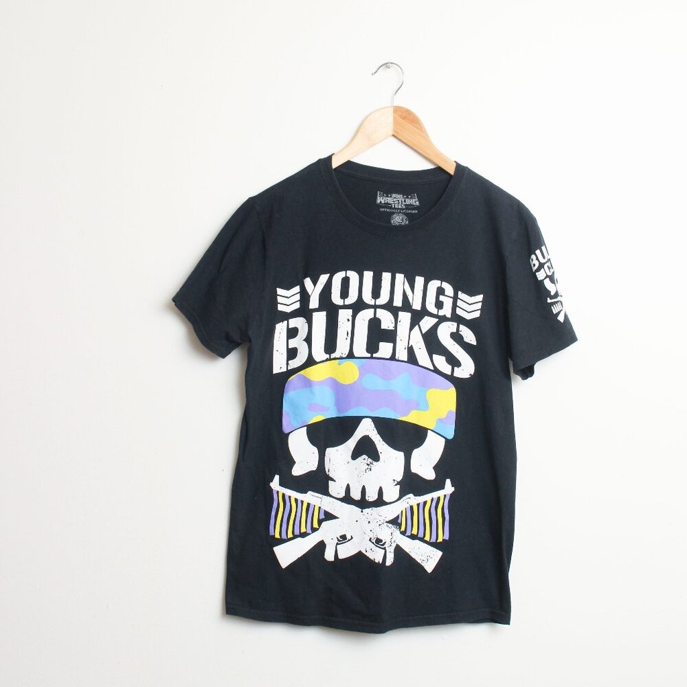 The Young Bucks Shirt Mens Medium Black Bullet Club Pro Wrestling Tee